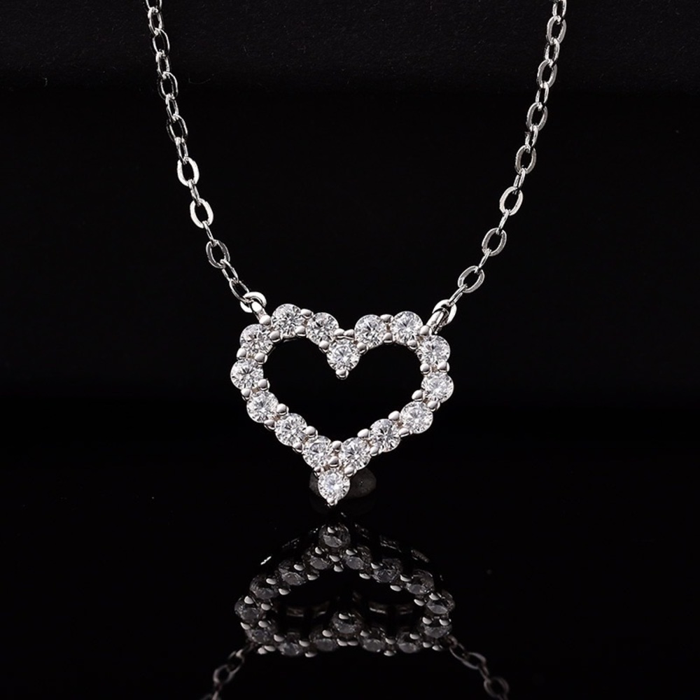 Heart shaped moissanite necklace.